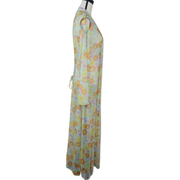 Savage X Fenty Floral Mesh Long Robe XS/S Sheer Pastel Duster Cover-Up - Picture 5 of 8